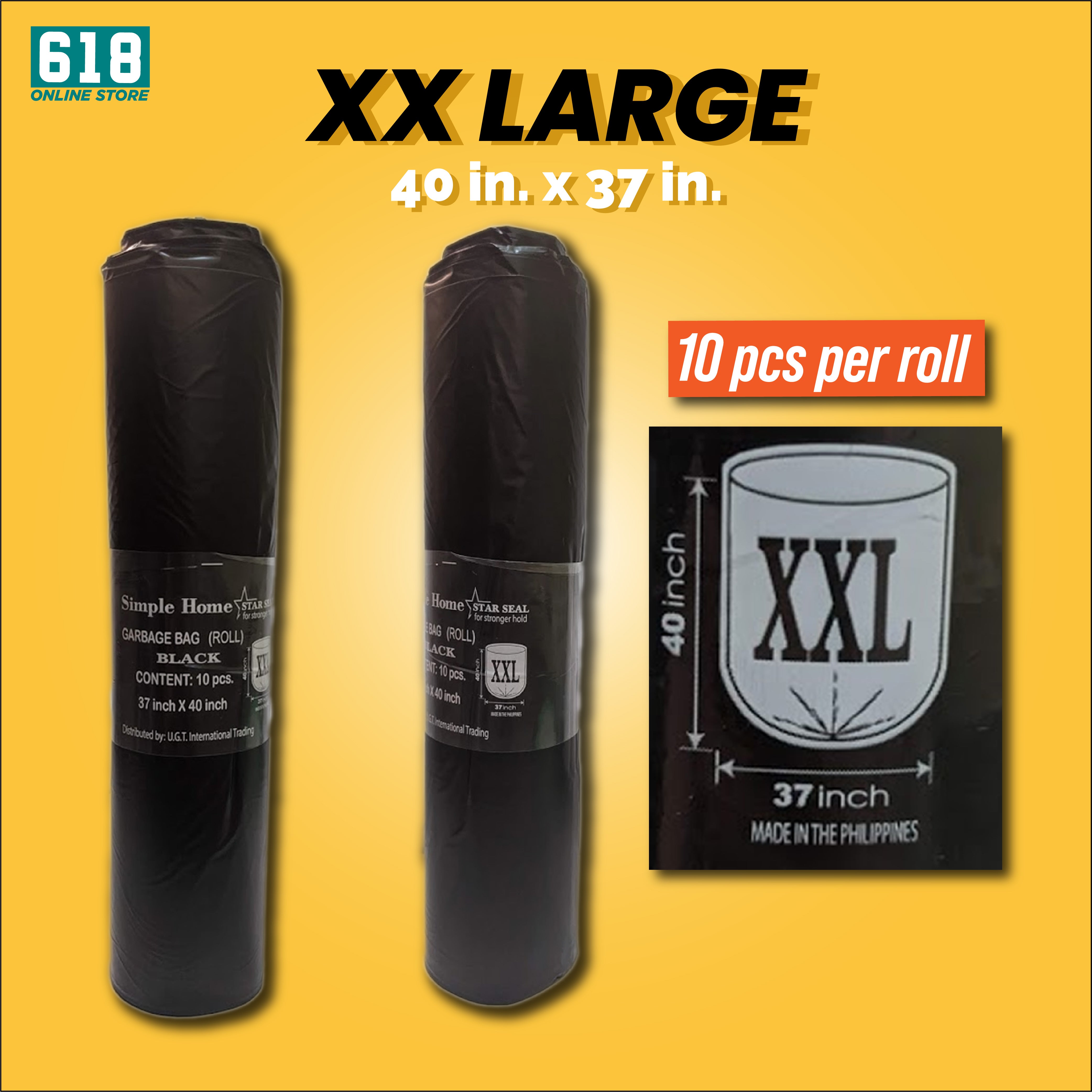 Trash Bag / Garbage Bag / Bin Bag Simple Home - Black (S,M,L,XL,XXL) - Star Sealed / X Sealed