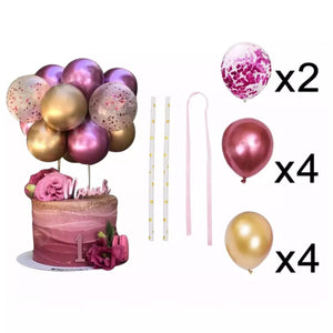 Balloon Confetti Cake Topper 13 pcs per set Gold Silver Wedding Birthday Decoration