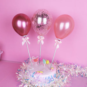 Balloon Cake Topper 3 pcs per set Confetti Gold Pink Blue Baking Wedding Birthday Decoration