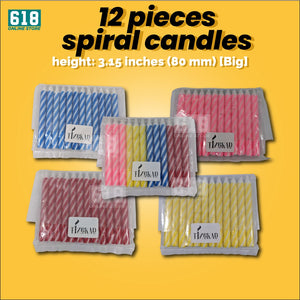 Birthday Candle Spiral for Cake and Party - Big - 12 pcs