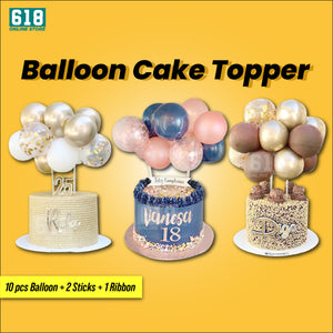 Balloon Confetti Cake Topper 13 pcs per set Gold Silver Wedding Birthday Decoration