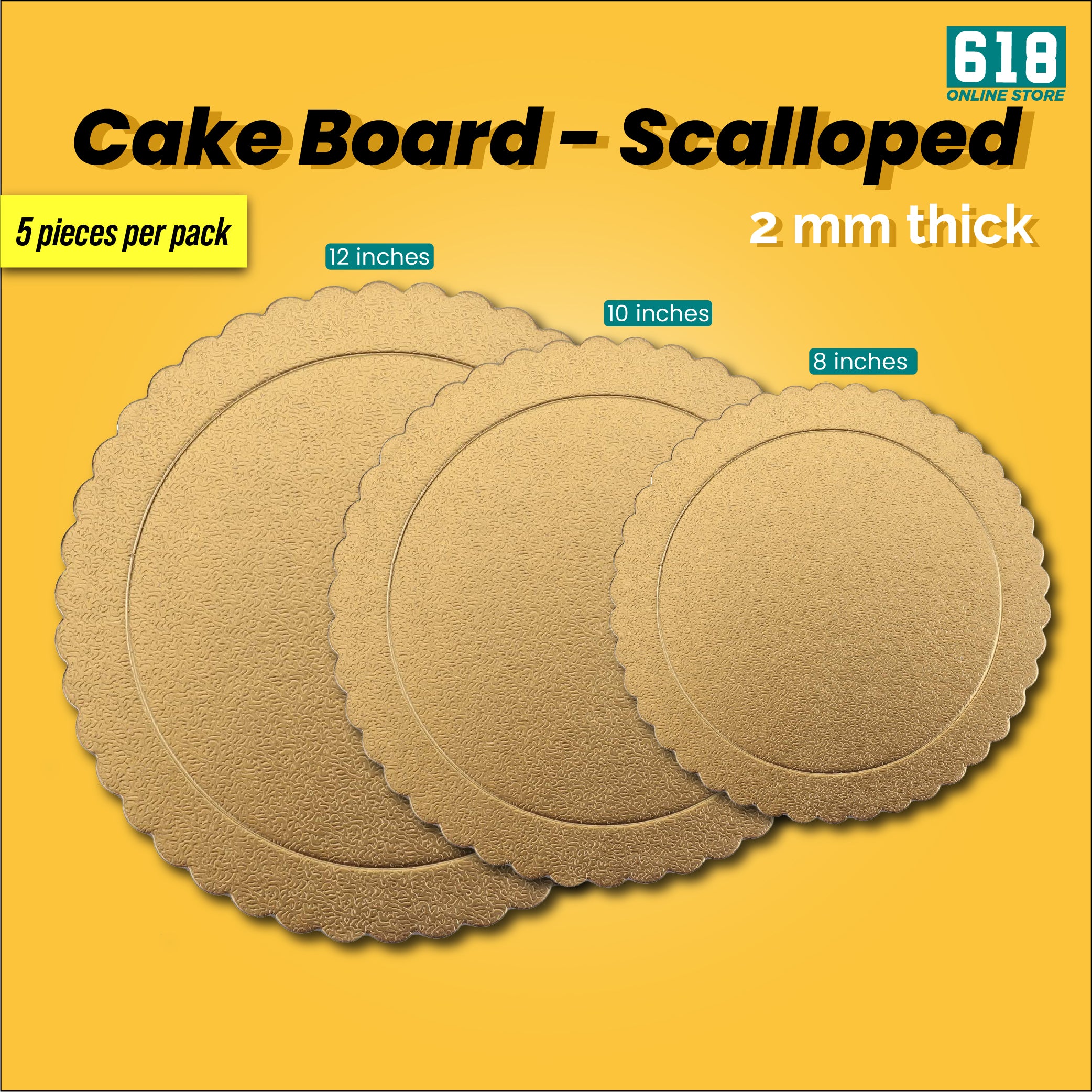 Cake Board 5/25 pcs Scalloped Metallic Silver Gold Round Cardboard