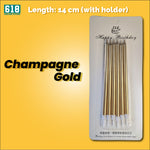 Load image into Gallery viewer, Candle Metallic Long Thin 6 pcs Birthday Candle Cake Candle 14 cm 11.5 cm
