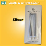 Load image into Gallery viewer, Candle Metallic Long Thin 6 pcs Birthday Candle Cake Candle 14 cm 11.5 cm
