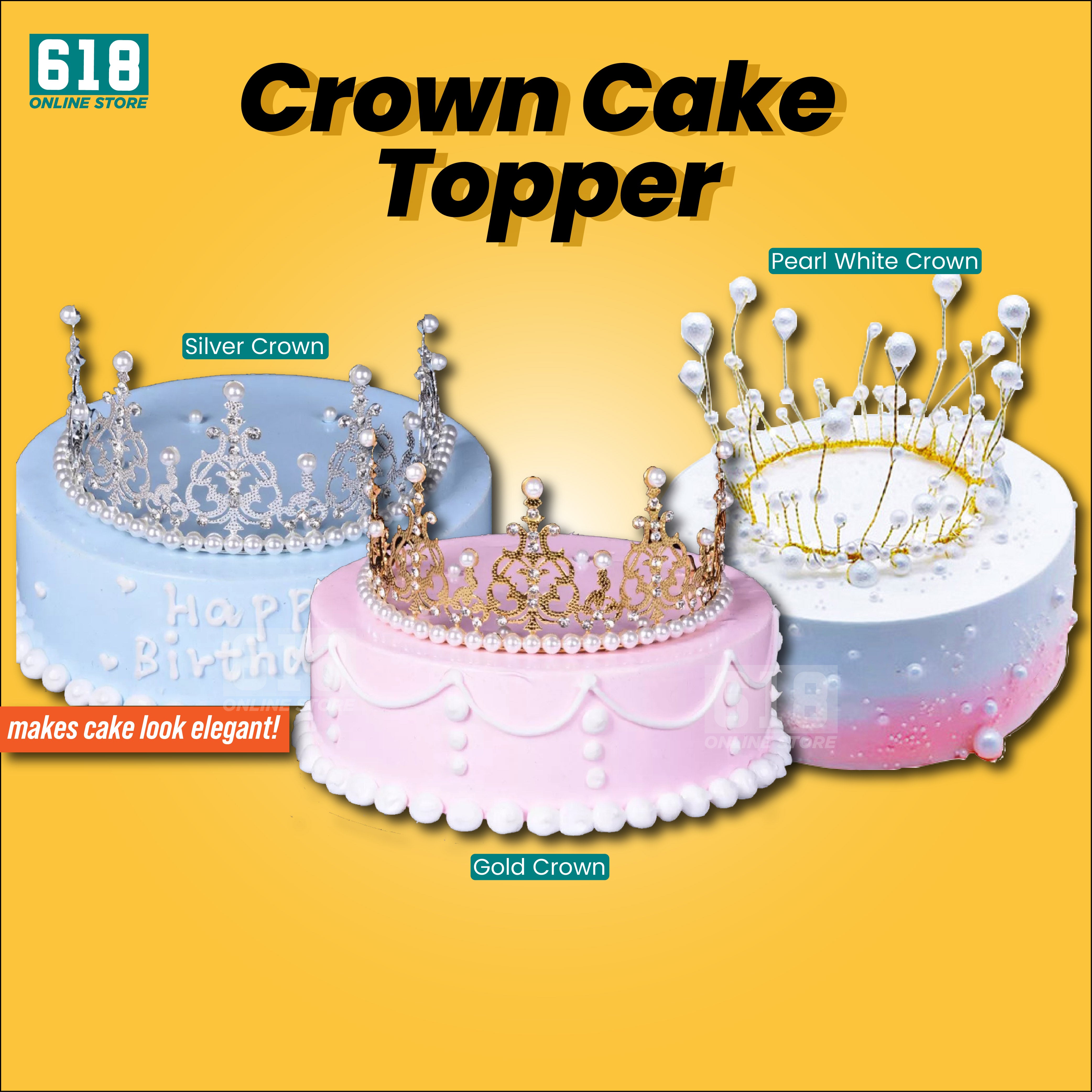 Crown Cake Topper Birthday Wedding Baking Decoration Princess Queen