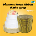 Load image into Gallery viewer, 5 yards Mesh Diamond 24 rows Rhinestone Roll Silver Gold Ivory  Cake Wrap Ribbon Wedding Ribbon
