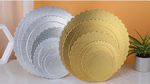Load image into Gallery viewer, Cake Board 5/25 pcs Scalloped Metallic Silver Gold Round Cardboard
