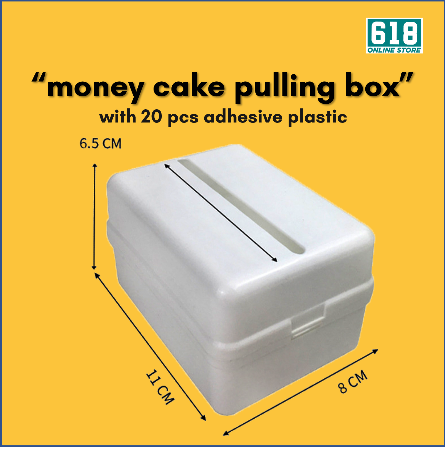 Money Cake Pulling Box with 20 pcs 100 pcs Plastic Adhesive Surprise Money Cake Clear Plastic Seal
