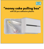 Load image into Gallery viewer, Money Cake Pulling Box with 20 pcs 100 pcs Plastic Adhesive Surprise Money Cake Clear Plastic Seal
