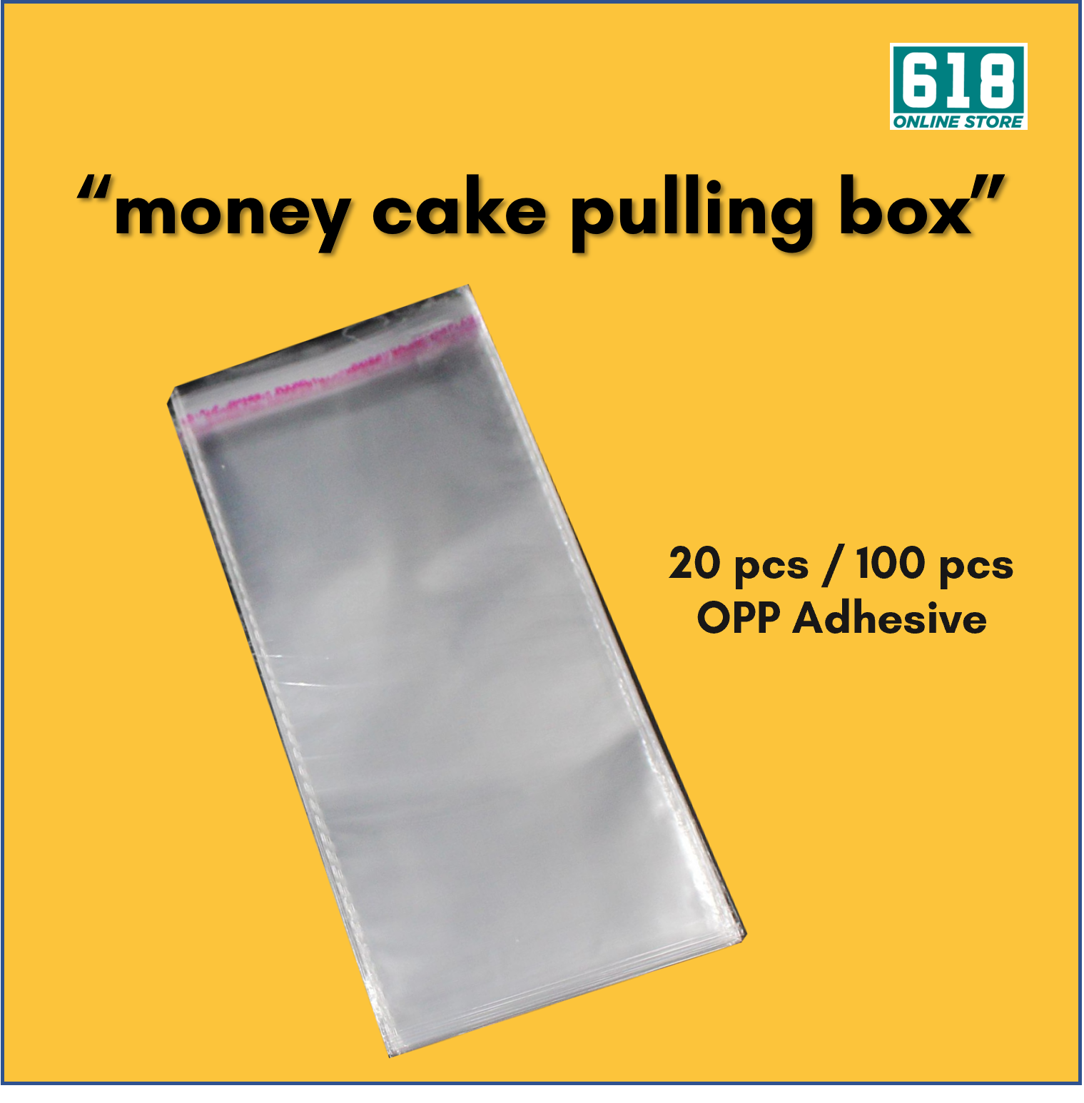 Money Cake Pulling Box with 20 pcs 100 pcs Plastic Adhesive Surprise Money Cake Clear Plastic Seal