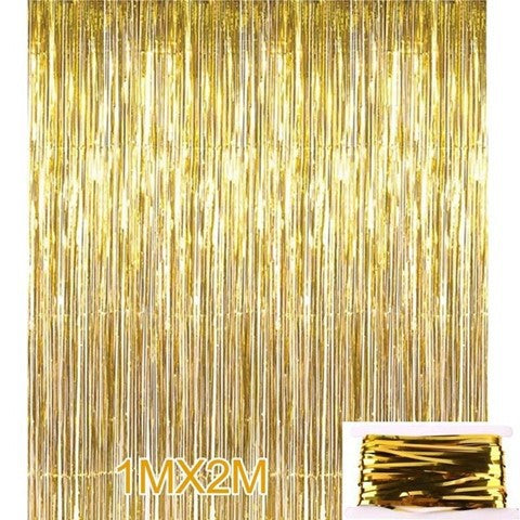 Metallic Foil Rain Silk Tinsel Curtain Backdrop Birthday Party Decorations Party Needs - 2 meters